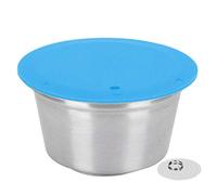 BAFOVY Cápsula de café de Acero Inoxidable Filtro de café Recargable Copla de Reutilizable para con Cubierta de Polvo Prensado 40 Ml de Silicona de Grado Alimenticio (BLUE)