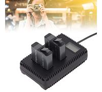 BAFOVY Cargador Dual para Cámara, Cargador Dual USB LCD con 2 Baterías, 2 Baterías Recargables de Iones de Litio de 1250 MAh, Pantalla LCD para AHDBT-501/601/701