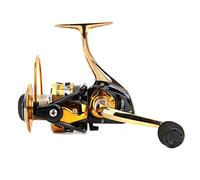 BAFOVY Carrete de Pesca Giratorio Totalmente de Metal, Rodamiento de Alta Velocidad con Delicado Diseño de Bobinado de Equilibrio, Sensación Antideslizante en la Mano para Ríos, (MT7000 Negro Oro)