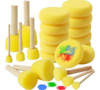 BAFOVY Conjunto de Esponjas de Herramienta de Pintura de Espuma Redonda de 5 Pcs con de Madera, Aplicación Amplia, Varios Tamaños, Operación Simple para Niños Artesanía de Arte (HM-22)