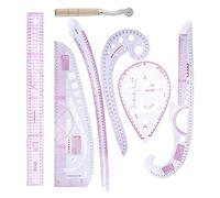 BAFOVY Conjunto de Regla de Medición de Ropa, Regla de Costura Versátil de 7 Piezas de 7 Piezas, Curva Compacta, Liviana, Altamente Transparente para Dibujo, Marcado, Diseño de Ropa con PVC