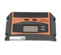 BAFOVY Controlador de Carga Solar, ABS PWM Controlador de Panel Solar 12V 24V IP32 con Reconocimiento Automático de Voltaje Pantalla Digital USB Dual para RV Cabina Batería de Plomo ácido (60A)
