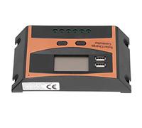 BAFOVY Controlador de Carga Solar, ABS PWM Controlador de Panel Solar 12V 24V IP32 con Reconocimiento Automático de Voltaje Pantalla Digital USB Dual para RV Cabina Batería de Plomo ácido (40A)