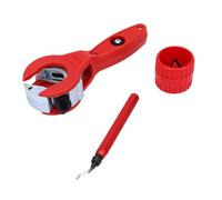 BAFOVY Cortatubos de Trinquete, Cortatubos con Mecanismo de Trinquete de 360°, de con Herramienta de Desbarbado y Biselado para Tuberías de Cobre, PVC y Metales
