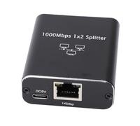 BAFOVY Divisor Ethernet RJ45, Aleación de Aluminio con Cable USB, Velocidad de 1000Mbps para Juegos y Streaming (1 a 2)
