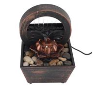 BAFOVY Fuente de Agua de Mesa USB, Fuente de Agua de Escritorio de Plástico con Luz, Diseño de Piedra de Flor Dorada LED, Flujo de Circulante, 6,7 X 4,6 X 4, Pulgadas para Sala de Estar Oficina