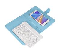 BAFOVY Funda Universal con Teclado Inalámbrico, Piel Sintética con Soporte, Compatible con Teléfonos Inteligentes iOS de 4,5-6,8 Pulgadas (Cielo Azul)