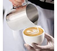 BAFOVY Jarra de café con Taza para Espumar Leche de Acero Inoxidable, 350 Ml, 600 Ml, con Boquilla Vertedora y Resistente Al Calor para Latte Art Cappuccino, Uso en Cafetería en Casa (350ML)