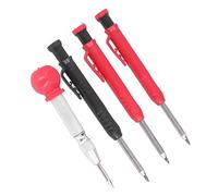 BAFOVY Juego de Lápices de Carpintero Sólidos, Portaminas de Punta Larga con Orificio Profundo con Recambios de 2,8 Mm y Punzón Central, Agarre de Clip de Punta Extendida para Marcar Madera, Metal,