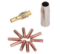 BAFOVY Juego de Puntas de Contacto para Pistola de Soldar, Punta de Contacto de Latón y Cobre, 12 Piezas, 0,8x25 Mm, M6 con Boquilla de Gas y Varilla de Conexión para Reparación Reemplazo de
