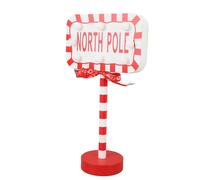 BAFOVY Lámpara de Mesa de Navidad Lámpara de Calle de Mesa LED de Madera Compuesta Funciona con Pilas Luz Cálida Letrero del Polo Norte para Escritorio Mesita de Noche Chimenea Oficina en Casa Fiesta