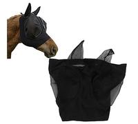 BAFOVY Masilla de Moscas de la Elección de la Opción Profesional con Nariz y Oídos Largos, Azul del Pacífico, Protección contra Moscas de Caballos para Ponis, Caballos para Adultos y (Black)