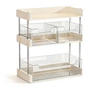 BAFOVY Organizador de Maquillaje, Almacenamiento Transparente de 3 Niveles con Cajones Multicapa para Perfumes, Cosméticos, Cuidado de la Piel, Escritorio de Tocador de PET de Primera (WHITE)
