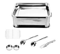BAFOVY Parrilla para Barbacoa Parrilla de Carbón para Barbacoa de Acero Inoxidable 33,3 X 24,5 X 14,3 Cm Rejilla Rectangular para Pescado con Asas Laterales Compacta para Exteriores para Acampar