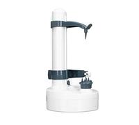 BAFOVY Pelador de Patatas Eléctrico, Pelador de Frutas Giratorio Automático ABS con 2 Cuchillas, de Verduras de Altura Ajustable, Herramienta de Cocina con Pilas para Cocineros Caseros (WHITE)
