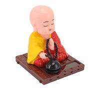 BAFOVY Pequeña Estatua de Buda, Solar Buddhist Monk Doll Auto Fish Pescando Figura de Monje Little Buddha Estatua con Adorno de Tablero de Automóviles de Panel Solar Incorporado para