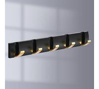BAFOVY Percheros Plegables de Pared, Ganchos Plegables de Aluminio Espacial, Perchero de Pared con 5 Ganchos, 40 Cm, para Entrada, Pasillo, Probador, Puerta Trasera con Diseño Oculto (Color negro