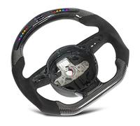 BAFOVY Reemplazo del Volante LED de Fibra de Carbono con Pantalla LCD Fondo Plano Empuñadura de Gamuza Tipo D 20 Luces de LED OBD2 Inalámbrico para Controladores B8.5 RS3 RS4 RS5 RS6 RS