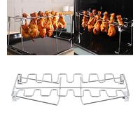 BAFOVY Rejilla para Patas de ala de Pollo, Soporte Plegable de Acero Inoxidable para Asador de Barbacoa, 2 Piezas con 35 Cm de Longitud y 14 Cm de Altura para Parrilla, Horno, Cocina Al