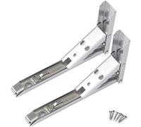 BAFOVY Soportes de Estante Plegables, 2 Piezas de Estante Colapsible de Acero Inoxidable Montado en la Pared con Bisagras de Bloqueo, para Estante de Libros de Bricolaje, Cocina, (SILVER)