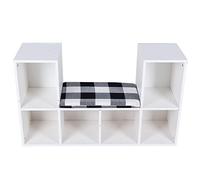 BAFOVY Space de Lectura Cómodo Diseño Multifuncional ENSEMBLIA FANEMBLE Modern Storage Bookshelf para Libros, Juguetes, Decoraciones, con un Lugar de Lectura con un Colchón Cómodo (White)
