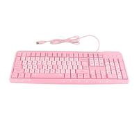 BAFOVY Teclado Silencioso Membrana Mecánica Cable USB 104 Teclas Soporte Ajustable Diseño Ergonómico para Computadora Portátil Oficina en Casa Juegos 45.5x14.7cm (Pink)