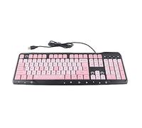 BAFOVY Teclado Silencioso Membrana Mecánica Cable USB 104 Teclas Soporte Ajustable Diseño Ergonómico para Computadora Portátil Oficina en Casa Juegos 45.5x14.7cm (Negro Rosa)
