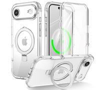 BAFUGU Funda Magnética Kickstand para iPhone 17 Air, Compatible con MagSafe, Carcasa de Teléfono 360 Grados con Protector, Soporte Incorporado Cara Bumper Transparente Case- Transparente