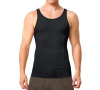 Bafully - Camiseta de compresión para hombre, camiseta de cuerpo con vientre plano, para hombre, sin manga, adelgaza y camiseta, ropa interior, musculación, deporte, Body Shaper, Negro , M/L