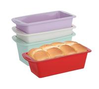 Bafumiu Juego de 4 mini moldes de silicona rectangulares, 20 x 9,5 x 5,5 cm, molde para pan, pasteles y pan tostado, apto para airfryer, accesorio perfecto para hornear, moldes de silicona