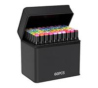 Bafumiu rotuladores doble punta 60, Set de Rotuladores Duales, caja rotuladores, rotuladores profesionales - Para uso en diseño, cómics, renderizado, proyectos de bricolaje, bolsa negra incluida.