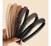 Bafutayawa diademas para mujeres 6 piezas diadema con dientes antideslizante plástico ondulado peine bandas de cabeza zigzag set para niñas accesorios de cabello marrón negro beige