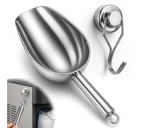 Bafutayawa Pala de Harina de Acero Inoxidable con Gancho Magnético Pala de Hielo Metálica Pequeña Pala para Alimentos Pala para Sal de Roca para Cocina Bar Cubitos de Hielo Palomitas Plata