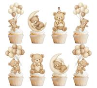 Bafutayawa Set de decoración de pastel de oso para momentos inolvidables en baby shower, Decoración de cupcake niño niña perfecta para fiesta de revelación de género, Topper de pastel Feliz