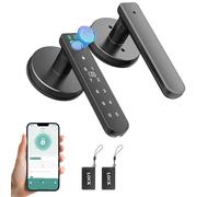 BAFUWEIY Cerradura de puerta de huellas dactilares, cerradura de puerta de entrada sin llave con control de aplicación, huellas dactilares, códigos, llaves, cerradura de puerta con teclado con asa,