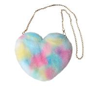 Bag Bolso con forma de corazón de melocotón bolso cruzado con para mujer bolso de lana con un hombro de felpa almohada con forma de corazón de felpa regalo de San Valentín para (Blue One Size)