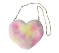 Bag Bolso con forma de corazón de melocotón bolso cruzado con para mujer bolso de lana con un hombro de felpa almohada con forma de corazón de felpa regalo de San Valentín para (Yellow One Size)