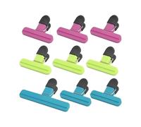 Bag Clips, 9 Food Bag Clips, 3 Colours Sturdy Food Clips, Reusable Plastic Clips for Home, Kitchen and Office, for Sealed Snacks, Flour, Fresh Food