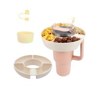 BAG.IT Bandeja de aperitivos para taza Stanley de 40 onzas, 4 compartimentos de silicona, kit de accesorios Stanley, agarre inferior y tapas de cubierta de pajita, se adapta a tazas Quencher H2.0 de