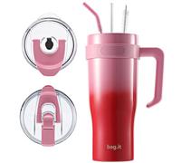 BAG.IT Taza de viaje con popote y tapa, vaso con asa, termo de viaje de acero inoxidable con popotes y tapas, taza de café Stanle a prueba de fugas para bebidas calientes o heladas (exótica, 30 onzas)