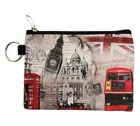 BAG- Monedero con cremallera, iconos de Londres, catedral de San Pablo, Big Ben, guardias de autobús rojos, caja de teléfono con bandera de Reino Unido, regalo