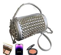 Bag - Trendy Cylinder Square Purse, Adjustable Strap Wristlet, Stylish Studded Tote, Fashion Accessory for Women, Teens, Girls Perfect for Work School Shopping Weekend Adventures