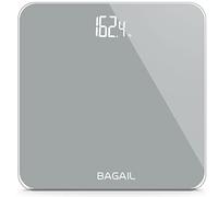BAGAIL Báscula de baño, báscula digital con sensores de alta precisión y cristal templado, ultraplana, tecnología Step-on, pantalla translúcida - Gris