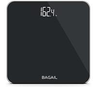 BAGAIL Báscula de baño, báscula digital con sensores de alta precisión y cristal templado, ultraplana, tecnología Step-on, pantalla translúcida - Negro