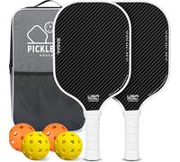BAGAIL Juego de Paletas de Pickleball, Raquetas de Pickle Ball con 4 Pelotas de Pickleball, Ligeras, Alta Absorción de Impactos, Ergonómicas, Adecuadas para Juegos de Pelotas de Todos los Niveles