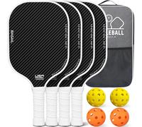 BAGAIL Juego de Paletas de Pickleball, Raquetas de Pickle Ball con 4 Pelotas de Pickleball, Ligeras, Alta Absorción de Impactos, Ergonómicas, Adecuadas para Juegos de Pelotas de Todos los Niveles