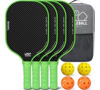 BAGAIL Juego de Paletas de Pickleball, Raquetas de Pickle Ball con 4 Pelotas de Pickleball, Ligeras, Alta Absorción de Impactos, Ergonómicas, Adecuadas para Juegos de Pelotas de Todos los Niveles