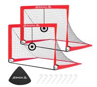 BAGAIL Portería de fútbol, Red de fútbol desplegable con portería, piquetas y Bolsa de Transporte portátil, fácil de Montar, Ideal para Entrenamiento en el jardín y Partidos recreativos.