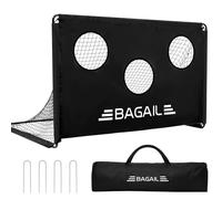 BAGAIL Portería fútbol Mejorada con Diana, diseño 2en1, Incluye Bolsa de Transporte, fácil Montaje, Ideal para Entrenamiento de Tiro y Partidos, 180x120cm - Negro