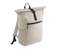 BagBase Athlux - Mochila enrollable, negra, resistente al agua, con funda acolchada para laptop de 16 pulgadas, cierre de clip enrollable, bolsillos laterales de malla y detalles reflectantes, hecha
